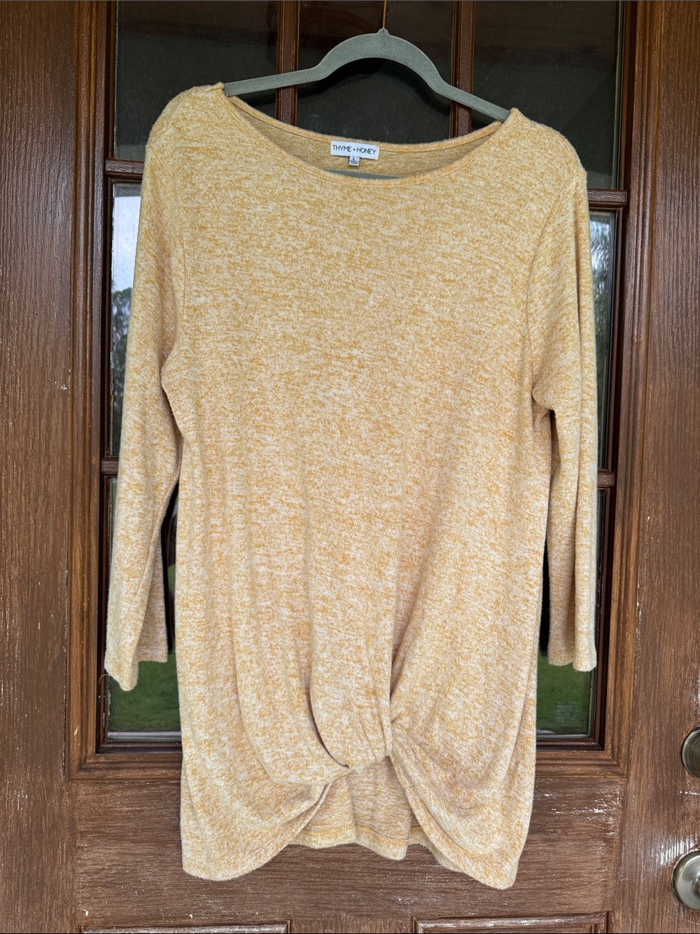Thyme & Honey Women's Twist-Front Tunic in Mustard